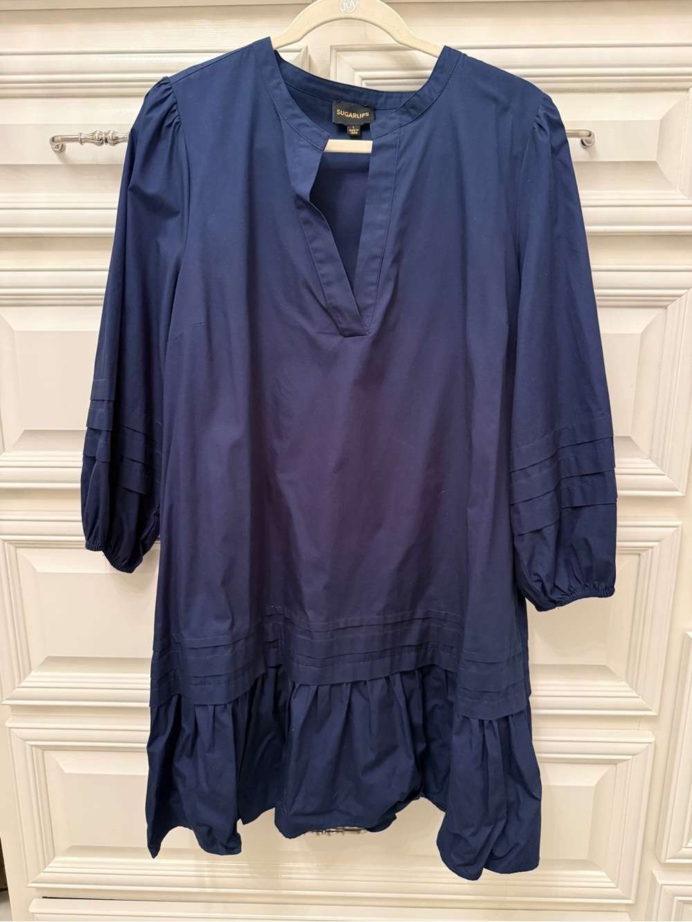 SUGARLIPS - Navy dress with ruffle hem